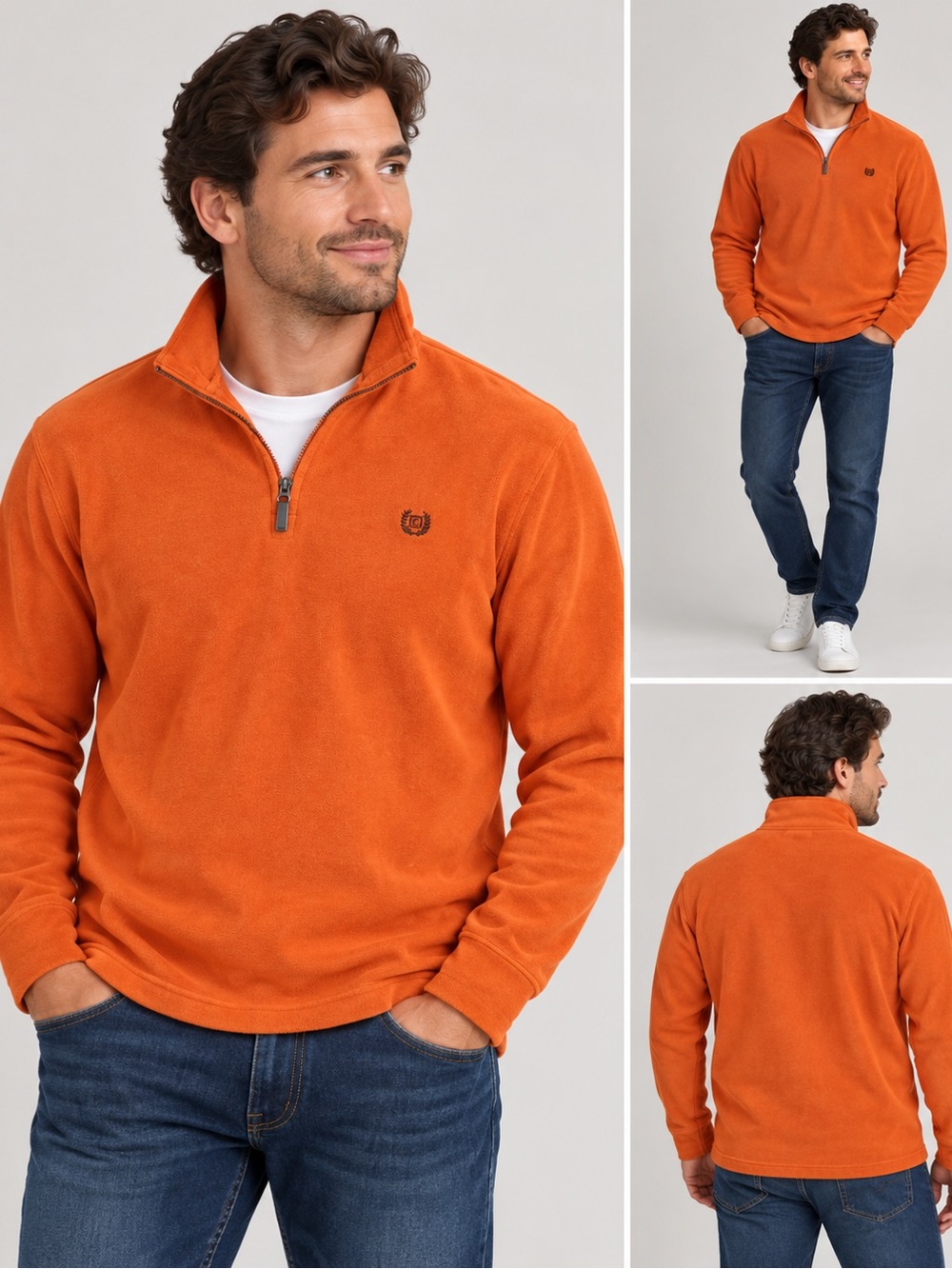 Chaps Orange Half-Zip Pullover Sweater -100% cotton